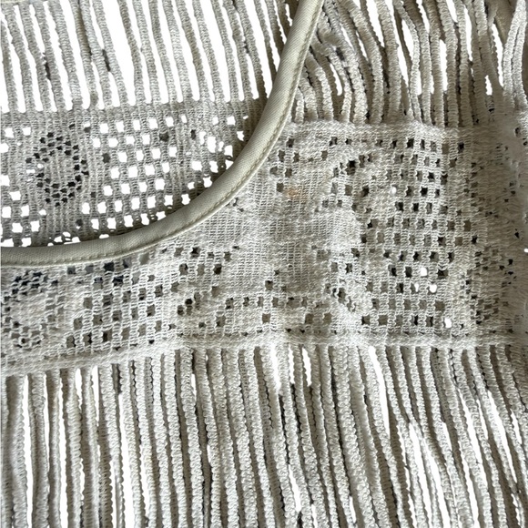 American Eagle Outfitters Cream Crochet Fringe Tank Dress - Picture 7 of 8